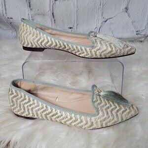 SFERA‎ Womens Sz 10 Slip On Pointed Toe Flats Ballet Shoes Mint Cream Tassel Fun